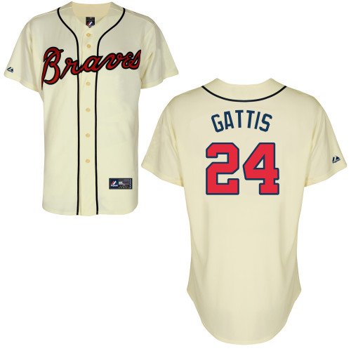 Evan Gattis #24 mlb Jersey-Atlanta Braves Women's Authentic Alternate 2 Cool Base Baseball Jersey